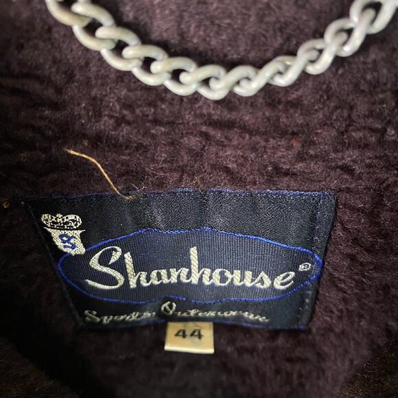 Vintage Shanhouse Mens Canvas Barn Coat Size 44 Chore Jacket Faux Fur Lined Belt - Picture 6 of 13